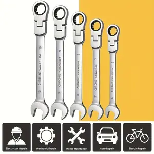 5pcs Adjustable Ratchet Wrench Set - Multi-Piece, Cost-Effective, Versatile, Metal Material - For Automotive, DIY, Home Repair - 2-In-1 Wrenches - Ideal Gift for Mechanics & DIY Enthusiasts  car  Repair