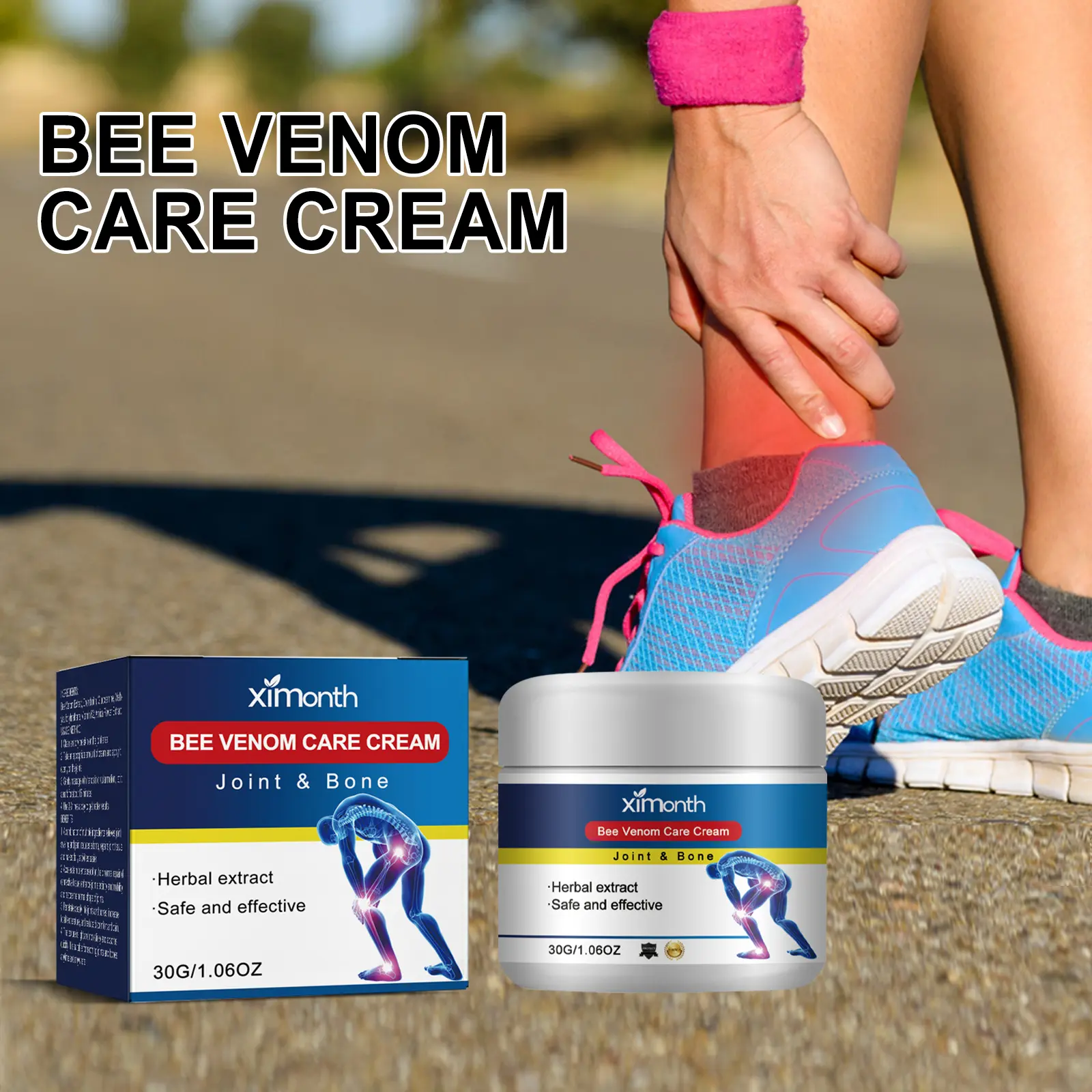 30g Bee Venom Joint Cream - Natural Herbal Formula with Chondroitin, Sophora Flavescens Extract - Long-Lasting Pain Relief for Joint Pain, Muscle Discomfort, Shoulder Back Neck Care