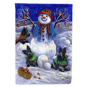 Carolines Treasures  28 x 0.01 x 40 in. Scottie Christmas Snowman Canvas House Flag
