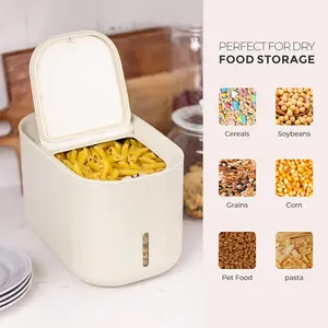 Zuutii Rice Storage Container,Food Container, Dry Food Storage,7.2lbs Pet Food Dispenser, 6.9Qt/11lbs Large Storage Bin with Lid,Silicone Ring & Moisture Proof,for Grain Cereal Soybean Corn,Begie