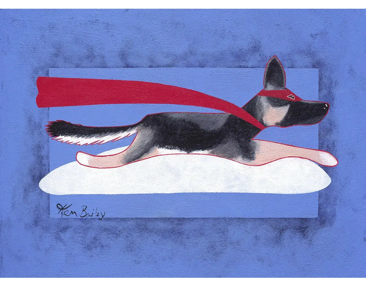 German Shepherd "Super Shepherd" Whimsical Limited Edition Print