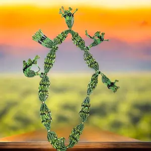 Mazo Ogun Orisha Beads Green & Black Plastic 23-42 Inches for Santeria Ceremonies and Prayers Authentic Ritualistic Beads