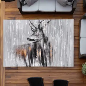 Begin Home Decor C1ROAR57TPJA7P 5 x 7 ft. Deer in the Forest - Holidays Outdoor Rectangle Area Rug