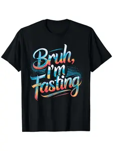 Brah I'm Fasting Funny Ramadan Mubarak T-Shirt for Men, Women, and Couples – 100% Cotton, Comfortable & Stylish Crew Neck Tee with Vibrant Gradient Print, Perfect for Festivals & Casual Wear, Humorous Ramadan Apparel| Unisex Fashion| Glossy Fabric Tee
