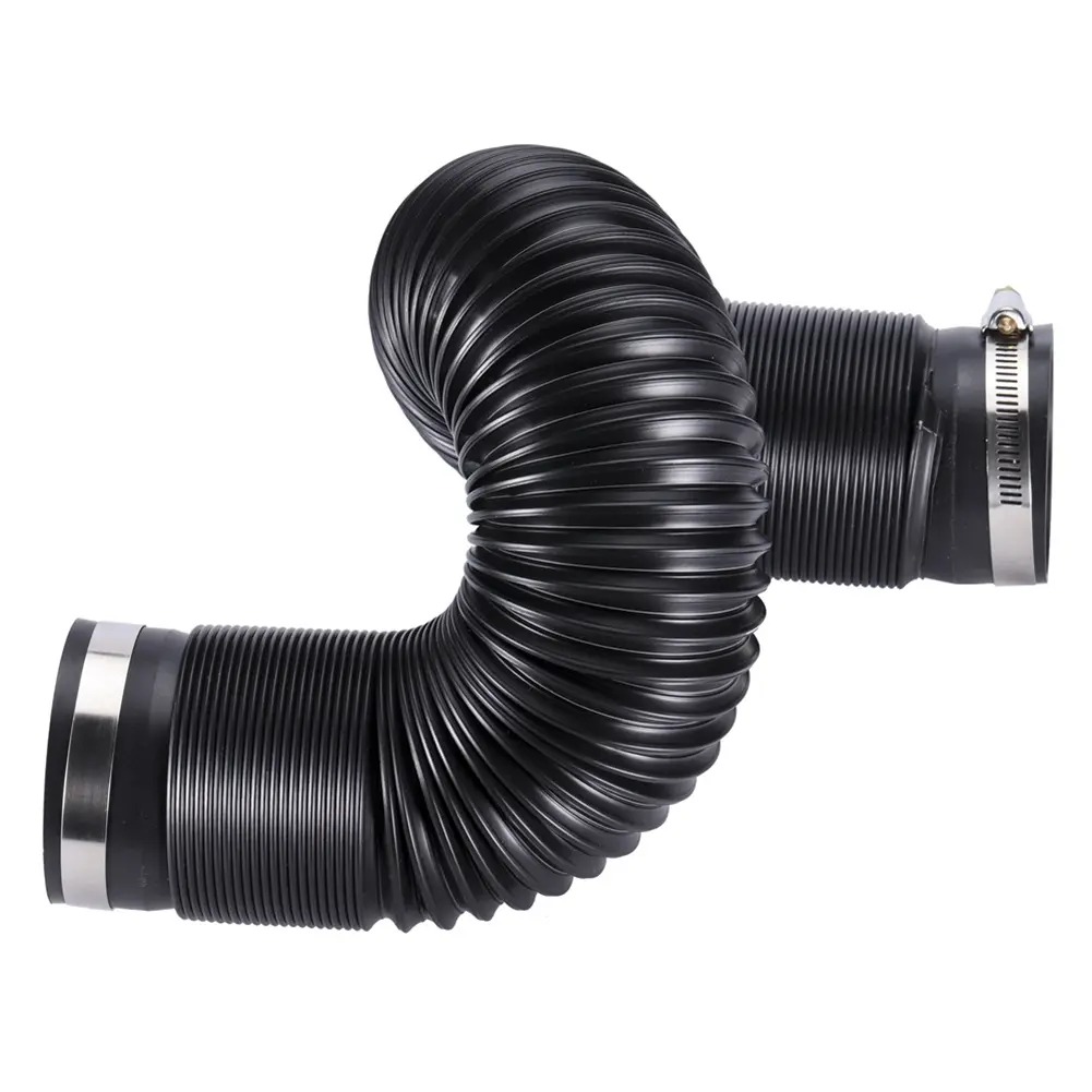Universal Flexible Car Engine Cold Air Intake Hose - Metal+Plastic Inlet Ducting Feed Tube Pipe with Connector, 22cm to 84cm, 76mm Internal Diameter (76mm/3.0inch), Direct Replacement, Easy Installation