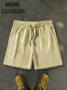Men's Solid Color Pocket Drawstring Waist Shorts, Regular Fit Casual Breathable Comfortable Shorts for Summer, Men's Bottoms for Daily Wear, Casual Comfy Shorts