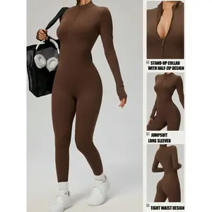High intensity yoga jumpsuit, long sleeved zipper design, seamlessly fits gym clothes, making it an ideal choice for intense exercise and fitness training. Sports jumpsuitRAIMENTRY