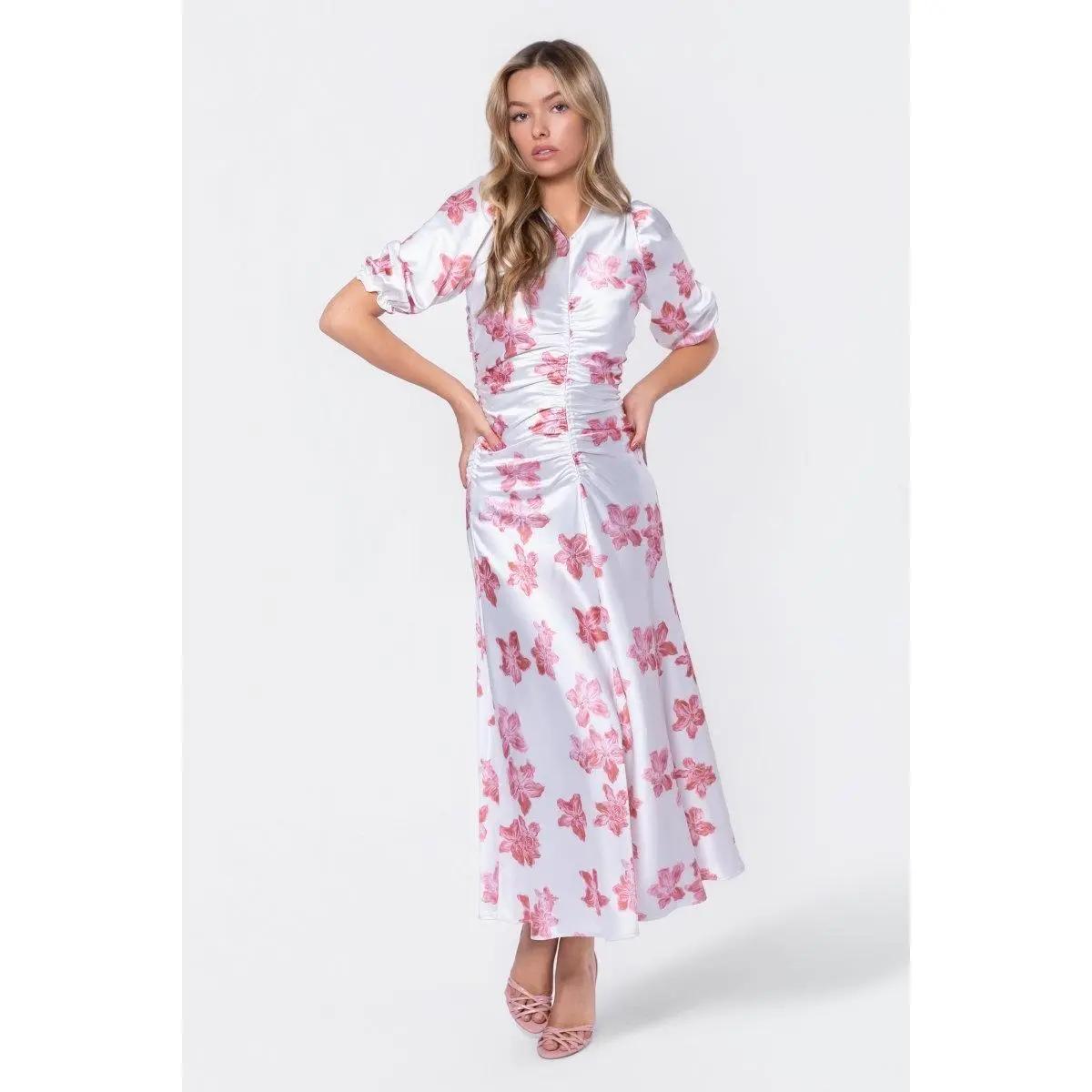 Audrey Dress Short Sleeve (Ivory Pink)