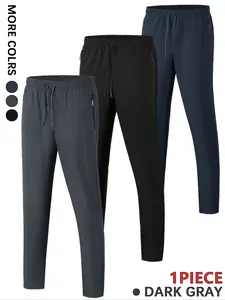 Men's Regular Fit Solid Color Sports Casual Straight Leg Pants, Breathable Athletic Bottoms, Lightweight Breathable Fabric for Home Relaxation, Exercise, Running, and Daily Commute, Quick Dry Pants