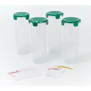 LocknLock Set of 4 Tall Round Canisters w/ Gift Tags & Recipe Cards