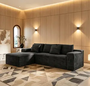 104.3*68.9" Modular Sectional Sofa Seat Upholstered Compressed Couch for Living Room Bedroom Apartment No Assembly Required 2PC Free Combination Plush Corduroy Fabric GREY