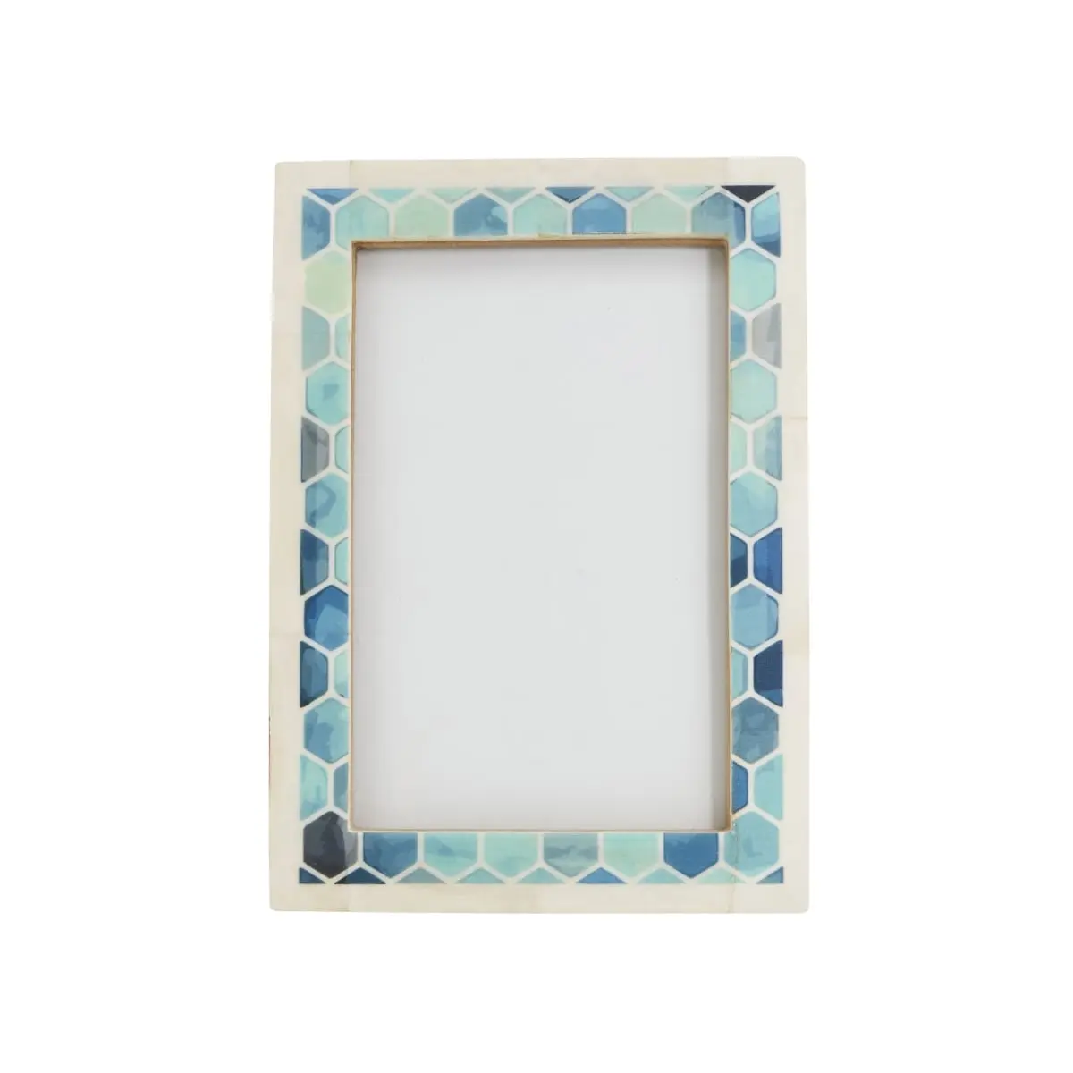 Saro Lifestyle PF900.TQ46 Honeycomb Inspired Bone Photo Frame - Turquoise - 4 x 6 in.