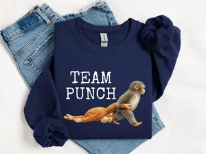 Team Punch Sweatshirt, Baby Monkey Punch Sweater, Cute Monkey Illustration Sweat, Fun Animal Graphic Sweater