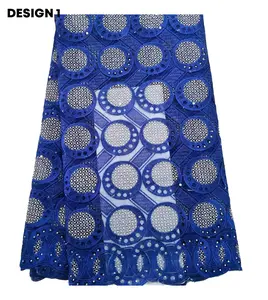 African Lace Fabrics 5-Yards Cotton Nigerian Fabric Lace Embroidered African Dry Lace Yard for Wedding