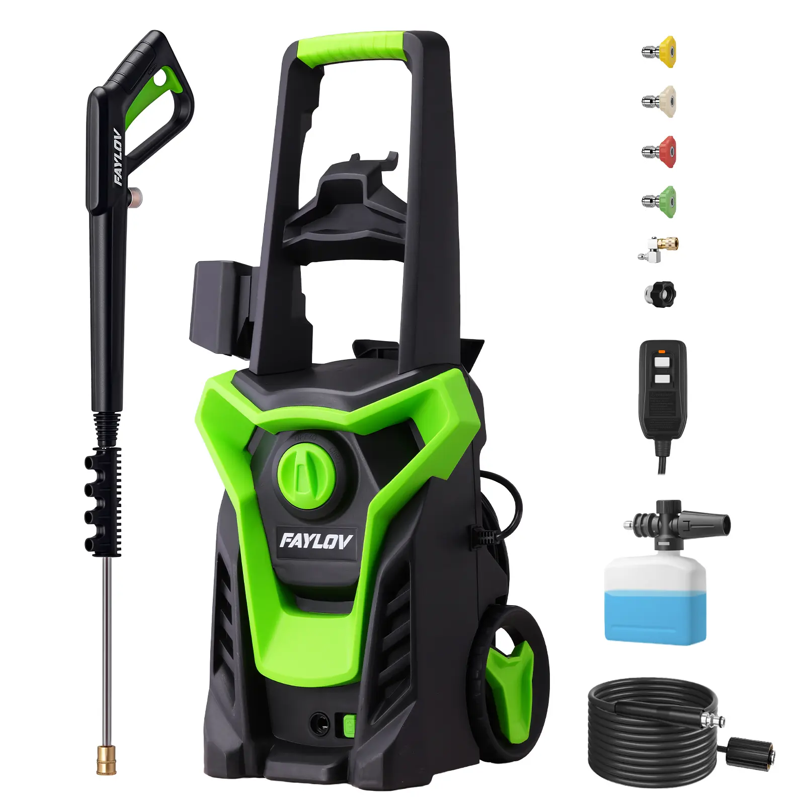 Electric Pressure Washer, Powerful High-Pressure Cleaning Machine with Foam Cannon & 4 Quick-Connect Nozzles for Fences, Decks