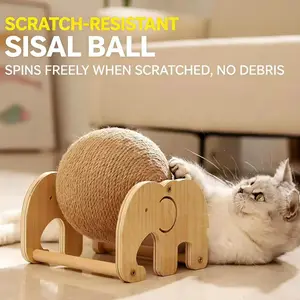 Elephant-Shaped Cat Scratching Ball Toy, Provides Exclusive Nails Grinding Area, Rolling Ball Stimulates Play Interest, Relieves Boredom and Exercise