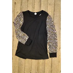 Black and Leopard Print Long Sleeve