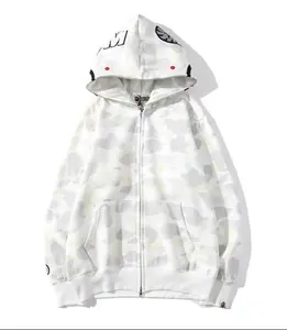 ev.kicks Double-Capped Shark Head Hoodie for Men Autumn Winter Fleece Lined Youth Cardigan with Zipper Long Sleeve Stylish Design