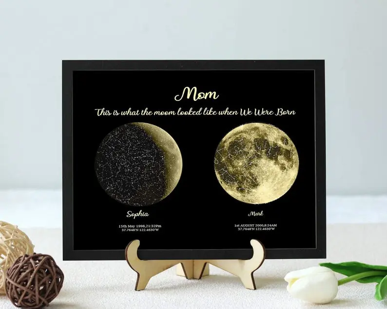 Personalized Family Moon Phase Plaque, Mother’s Day 2024 Gift, Gift For Family, Moon Phase Art, Family Name Plaque, Moon Phase Gift 2024