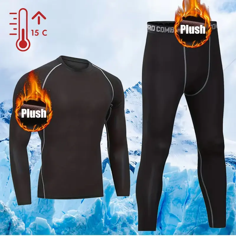 Men's Thermal Sports Wear Tracksuit Set, Tech Fleece Lined Base Layer with an Athletic Male Fit for Winter
