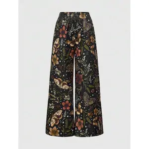 Fairycore Women's Fairycore Butterfly Moth & Floral Allover Print Long Pants Womenswear Bottom