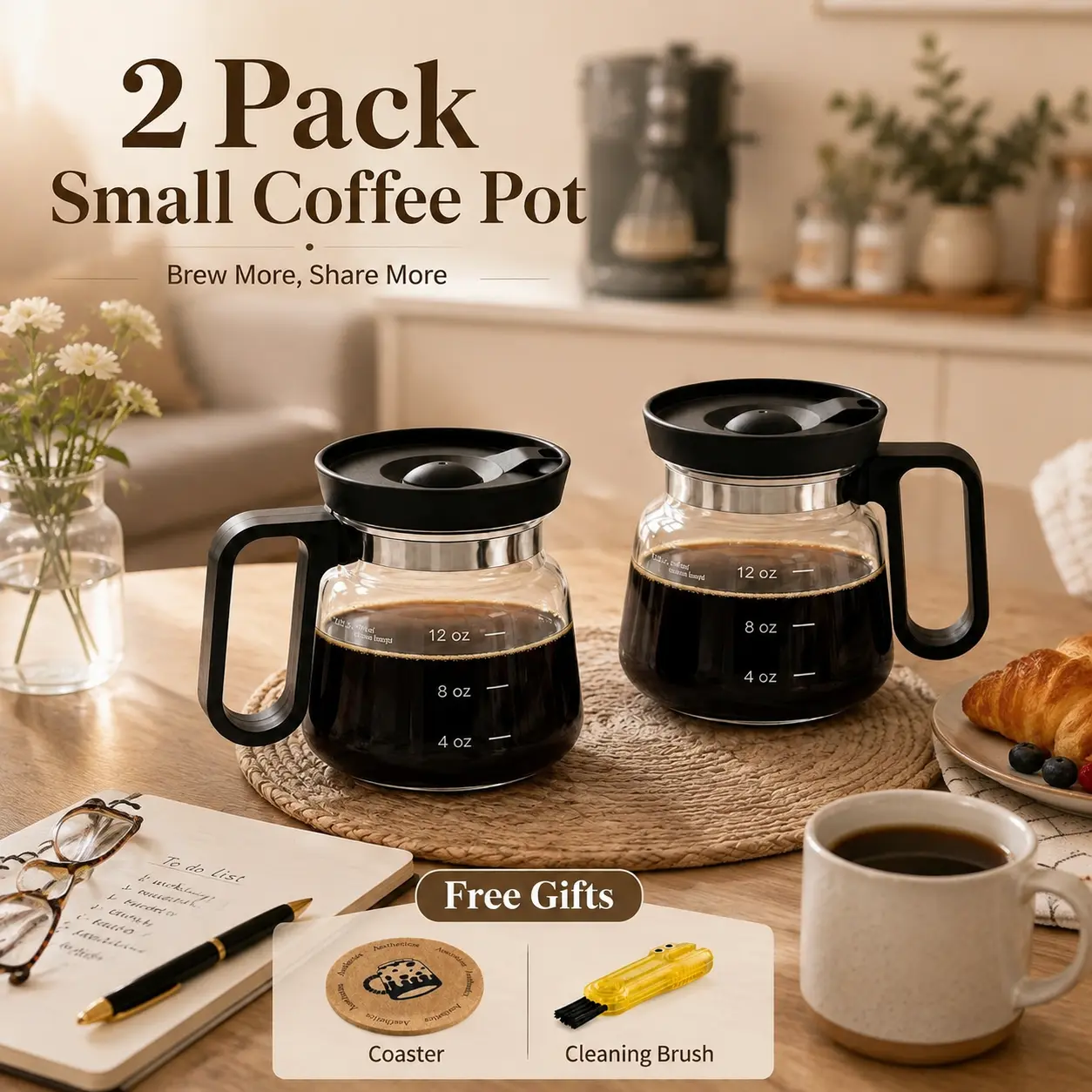 Tiny Brew Coffee Mug with Lid 16oz Glass Creative Cup,Coffee Lovers' Top Choice, Dimensions: 4.9inches tall, 3.8inches wide, Includes Coaster, Ergonomic Handle Design,a little surprise for your loved one Father's Day Gift,dealsfor you,mid year sale