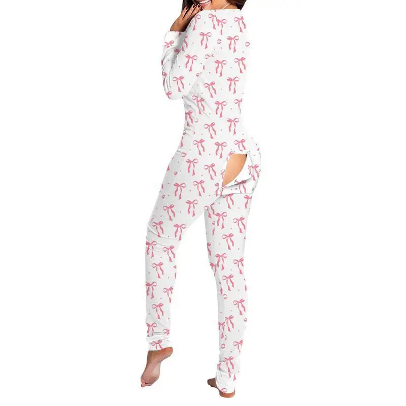 Women's Onesie Butt Flap Pajamas Christmas Long Sleeve V-Neck Bodycon Sleeping Romper Detachable Crotch Home ClothesGift Women's Onesie Butt Flap Pajamas Christmas Long Sleeve V-Neck Bodycon Sleeping Romper Detachable Crotch Home ClothesGift