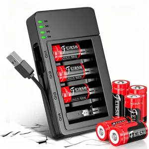 CR123A Rechargeable Batteries, 8-Pack (includes fast-charging dock) — 800mAh high capacity, 2,000+ charge/discharge cycles | Overheat and short-circuit protection / Compatible with Arlo cameras, flashlights, and other devices