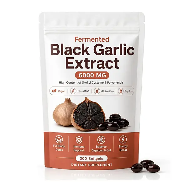 Black Garlic Extract Supplement, Natural Odorless Aged Black Garlic Softgels for Immune, Energy, Digestive & Gut Health Support, Vegan, Non-GMO, 300 Softgels