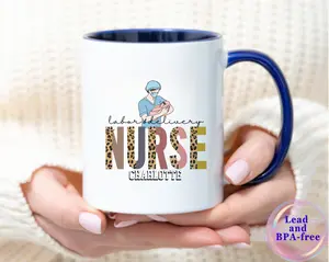 xmas Leopard custom Labor and Delivery Nurse Mug, Personalized midwife Nicu Neonatal LD idea to catch babies Appreciation Gift, Nursing Student school