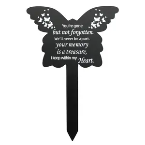 Butterfly Design Garden Memorial Decorations, Garden Sculptures Statues, 1 Count Acrylic Butterfly Vertical Plaque for Outdoors Yard Garden Decoration, Tomb Decoration, Garden Decor, Exterior Decorative Statues