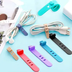 5pcs Silicone Tie Data Cable Storage Earphone Cable Organizer Winder Anti-Lost Fastener Data Cable Bundle Strap