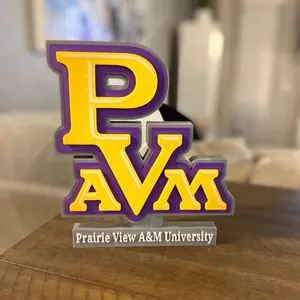Prairie View A&M University 3D Printed Desk Sign Lightweight Durable PLA Material Modern Design 11" x 9" PVU Logo