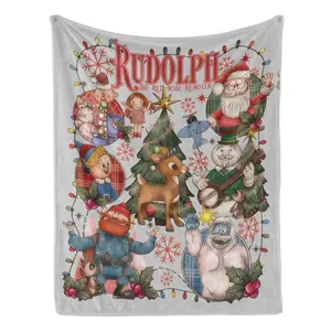 Rudolph the Red - Nosed Reindeer Christmas - Themed Blanket, Outdoor Picnic Vibe For Christmas party decor, winter family movie nights, New Year gathering decor Ideal for Christmas, New Year's Day, New Year