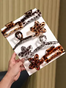 8pcs Retro Leopard Print Hair Clip Flower Geometric Design Daily Commuter Hair Good Helper Advanced Sense Hair Essential Hair Claws