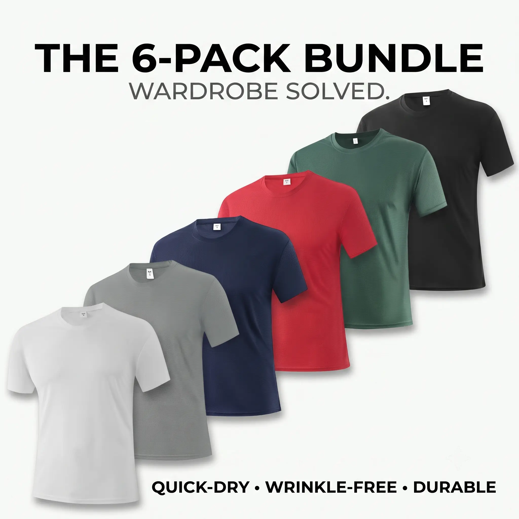 Men's 6-Pack Athletic T-Shirts, Short Sleeve Moisture-Wicking Polyester Activewear, Cooling Performance Fitness Tops for Gym Workouts, Fitness Sport Top