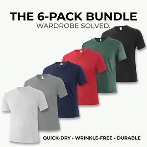 Men's 6-Pack Athletic T-Shirts, Short Sleeve Moisture-Wicking Polyester Activewear, Cooling Performance Fitness Tops for Gym Workouts, Fitness Sport Top