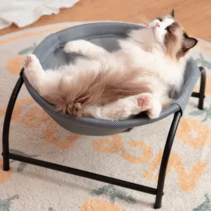Cat/Dog Hammock Bed Free-Standing, Elevated Pet Bed for Dogs & Cats, Indoors Outdoors Pet Hammock, Stable & Breathable, Easy Assembly