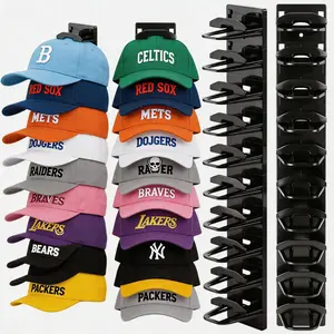 2-Pack Wall-Mounted Hat Rack Hooks, Dual Installation Options (Adhesive & Drilling), Wrinkle-Free Cap Hangers for Baseball Caps, suitable for storage in doors, closets, entryways, bathrooms, and bedrooms Organiser Plastic Hangable