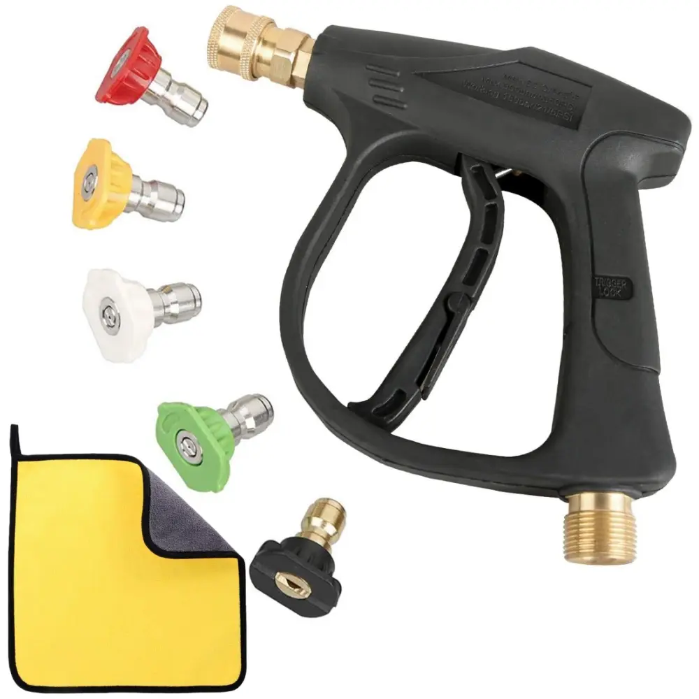 Pressure Washer Short Gun with 5 Color Quick Connect Nozzles Heavy Duty Power Washer Spray Gun for Pressure Power Washers