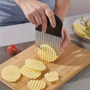 Multi-Functional Kitchen Knife, Stainless Steel Potato Cutter, Wave Potato Slicer, French Fry Cutter, Vegetable Slicer, Potato Slice Blade, Durable Vegetable Slicer