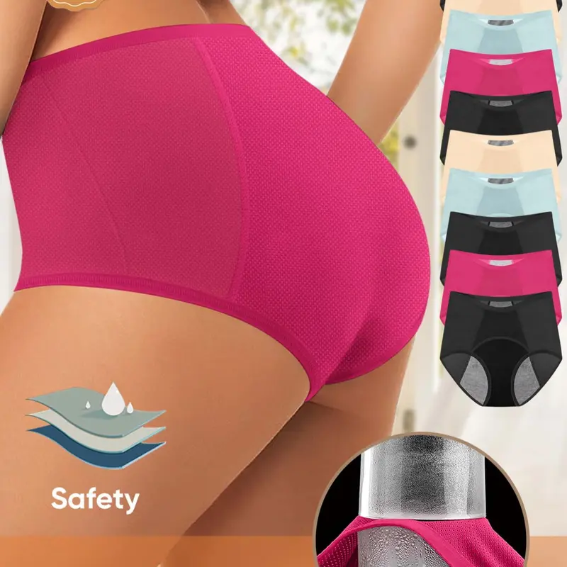 10-Pack MEIYATING Plus Size Period Underwear, Breathable Mesh, Seamless and Leak-Proof, High-Waisted, Comfortable Triangle Panties, Solid Seamless Panty