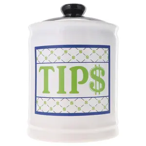 Cottage Creek Ceramic Tip Jar For Waitstaff, Gratitude Cash Bank, Restaurant Supplies, 6-Inch Design