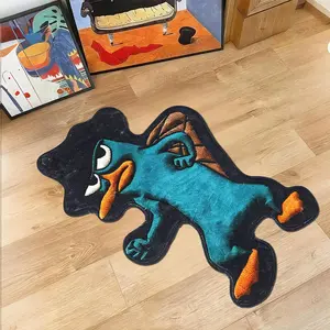 Soft Imitated Wool Rug Mat Cartoon Duckbill Design, High-Quality Soft Comfortable Carpet for Living Room Study Area Home Decor, Cartoon Pattern Rug