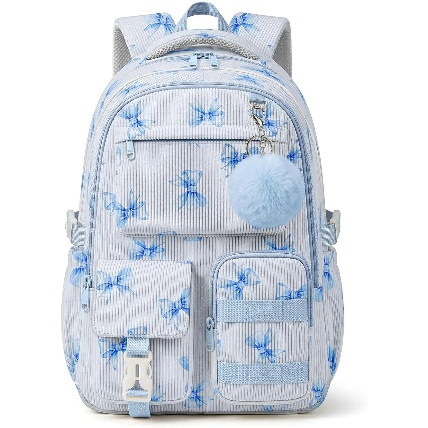 Corduroy Backpack for Teen Girls, Cute Bookbag for School Travel, Fits 15.6\