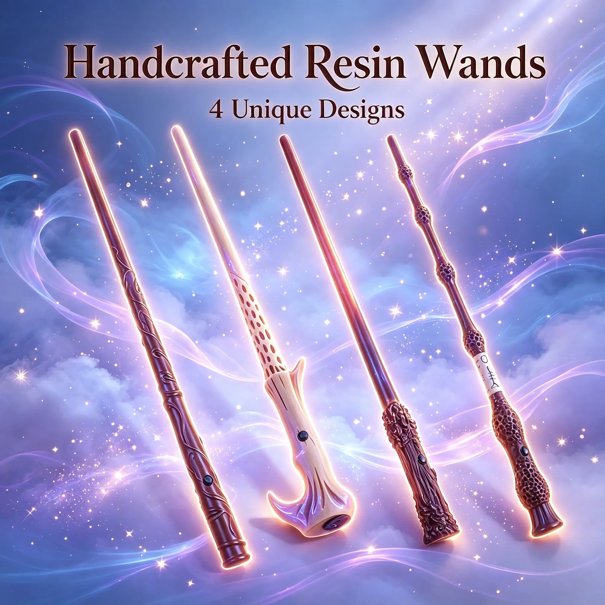Premium Wizarding World Replica Magic Wand - 4-Style Cosplay Prop, Realistic Detailed Durable Fantasy Roleplay Item for Teens & Adults, Ideal for Halloween Parties, Hobby Collection (Toys & Hobbies Classic Novelty Stress Relief Toy)