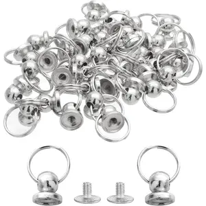 60 count Screwback Round  Rivet 8mm,  Pull Ring Rivet DIY Accessory Screw Rivets for Leather Craft Purse Phone Case Handbag Clothes