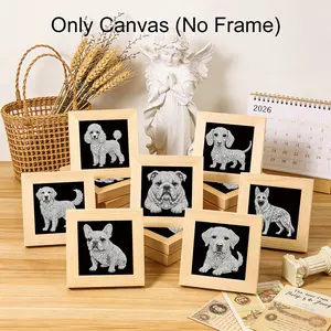 【New Arrival】12Pcs Mini Crystal Dog Diamond Painting Canvas - 5.91 Inch No Frame Rhinestone Art Kit for Home & Office Decor, Ideal Gift