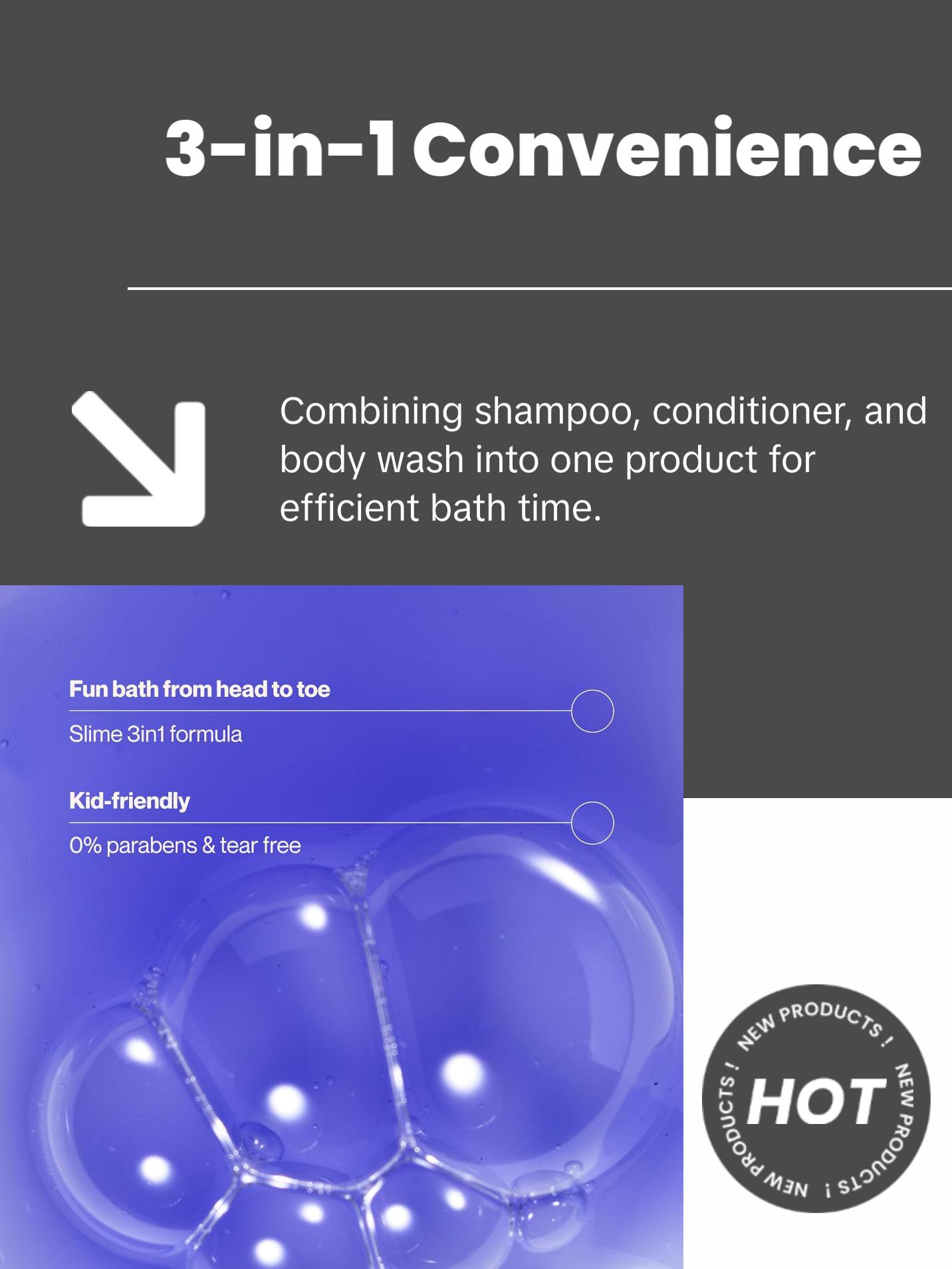 Suave Kids 3-in-1 Coco-Craze Slime 3-Pack — Shampoo, Conditioner + Body Wash for Kids!