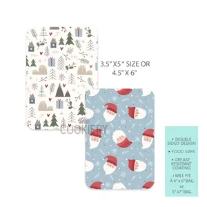 Santa Pattern Grease-Resistant Food Safe Cookie Card Backers - 4.5" x 6"